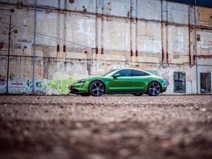 Preview wallpaper porsche taycan, porsche, car, green