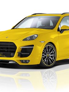 Preview wallpaper porsche, yellow, porsche cayenne, lumma design