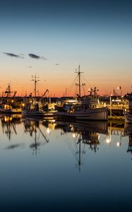 Preview wallpaper port, boats, dusk, evening