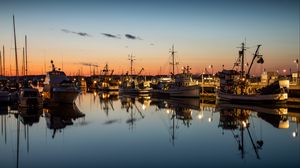Preview wallpaper port, boats, dusk, evening