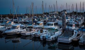 Preview wallpaper port, boats, pier, sea, night