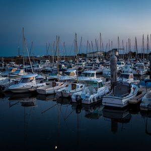 Preview wallpaper port, boats, pier, sea, night