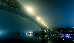 Preview wallpaper port, fog, bridge, night city