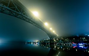 Preview wallpaper port, fog, bridge, night city