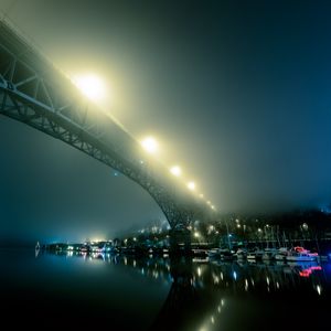 Preview wallpaper port, fog, bridge, night city