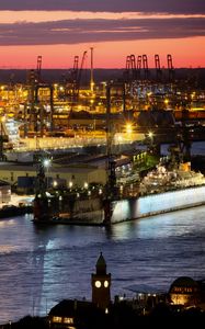 Preview wallpaper port, ships, sea, evening