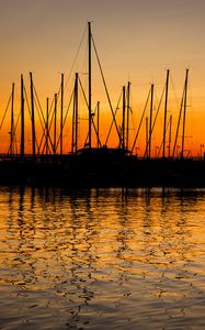 Preview wallpaper port, sunset, dusk, boats