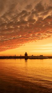 Preview wallpaper port, sunset, sea, city, liverpool