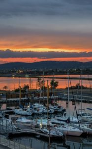 Preview wallpaper port, yachts, sea, sunset