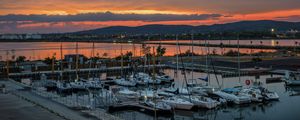 Preview wallpaper port, yachts, sea, sunset