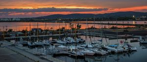 Preview wallpaper port, yachts, sea, sunset