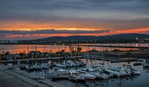 Preview wallpaper port, yachts, sea, sunset