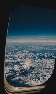 Preview wallpaper porthole, airplane, mountains