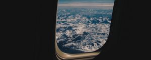 Preview wallpaper porthole, airplane, mountains