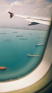 Preview wallpaper porthole, airplane, top view