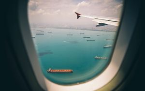 Preview wallpaper porthole, airplane, top view