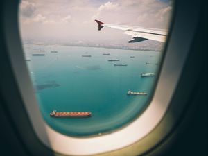 Preview wallpaper porthole, airplane, top view