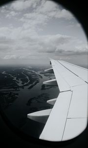 Preview wallpaper porthole, airplane, wing, view, overview