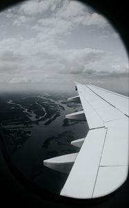 Preview wallpaper porthole, airplane, wing, view, overview