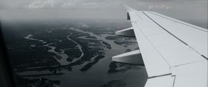 Preview wallpaper porthole, airplane, wing, view, overview
