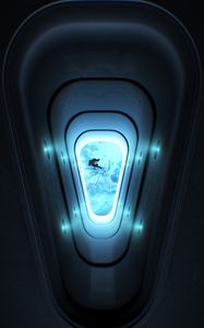 Preview wallpaper porthole, astronaut, open space, glow