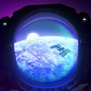 Preview wallpaper porthole, planet, satellite