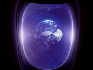 Preview wallpaper porthole, planet, space, window