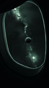 Preview wallpaper porthole, planet, space, stars