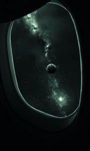 Preview wallpaper porthole, planet, space, stars