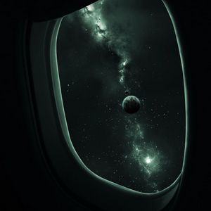 Preview wallpaper porthole, planet, space, stars