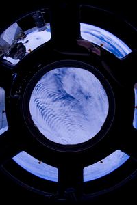 Preview wallpaper porthole, space, clouds, satellite