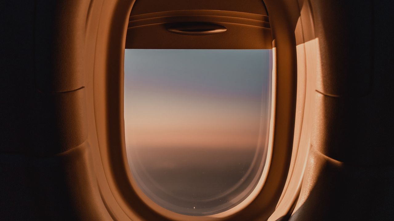 Wallpaper porthole, window, airplane, dark, view