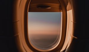 Preview wallpaper porthole, window, airplane, dark, view