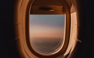 Preview wallpaper porthole, window, airplane, dark, view