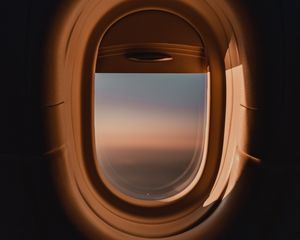 Preview wallpaper porthole, window, airplane, dark, view