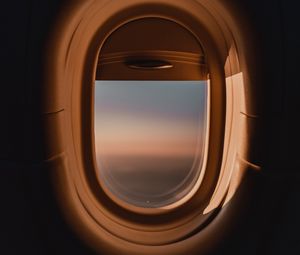 Preview wallpaper porthole, window, airplane, dark, view
