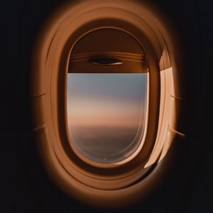 Preview wallpaper porthole, window, airplane, dark, view