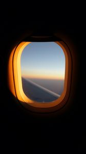 Preview wallpaper porthole, window, airplane, dark