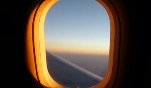 Preview wallpaper porthole, window, airplane, dark