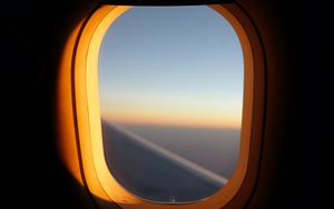 Preview wallpaper porthole, window, airplane, dark