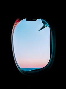 Preview wallpaper porthole, window, dark, plane, view