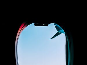 Preview wallpaper porthole, window, dark, plane, view