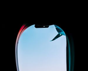 Preview wallpaper porthole, window, dark, plane, view