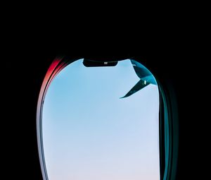 Preview wallpaper porthole, window, dark, plane, view
