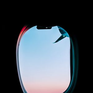 Preview wallpaper porthole, window, dark, plane, view