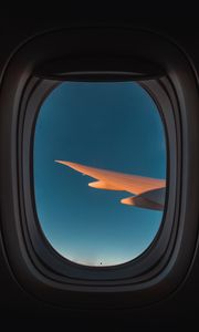 Preview wallpaper porthole, window, plane, wing, sky, flight
