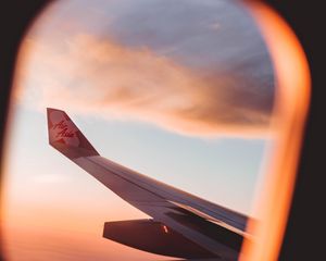 Preview wallpaper porthole, window, plane, wing, view, flight