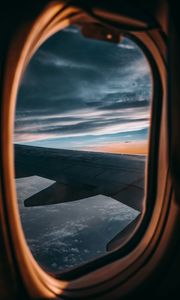 Preview wallpaper porthole, window, wing, plane, view, height