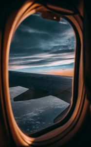 Preview wallpaper porthole, window, wing, plane, view, height