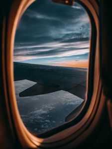 Preview wallpaper porthole, window, wing, plane, view, height